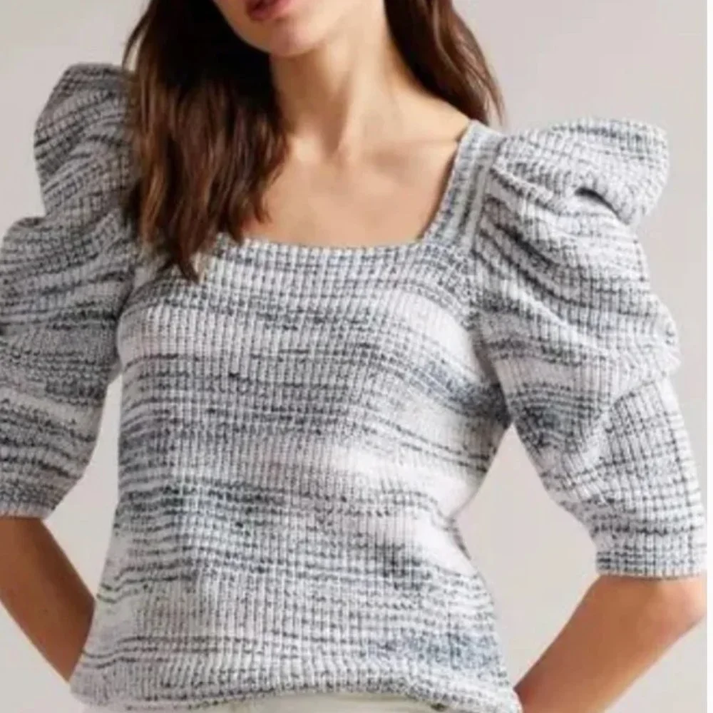 NWT Ted Baker London Aspel Cotton Puff Sleeves Detailed Sweater - Picture 3 of 10